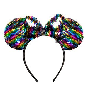 MINNIE MOUSE Ears rainbow sequin headband with bow